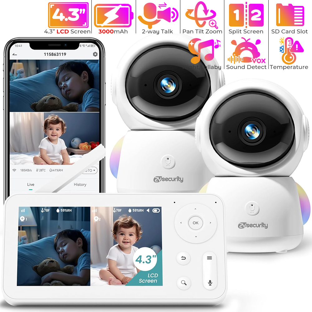 2K Baby Monitor with 2 Cameras - Home Cinema Wireless 评论和价格
